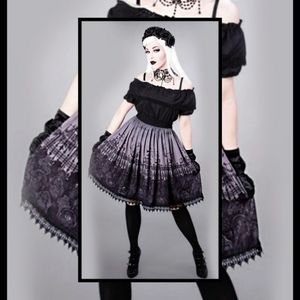 Restyle Guipure Gothic Skirt Black Grey Sizes M 2X